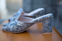Foil Printed Pure Leather Block Heels - Handcrafted