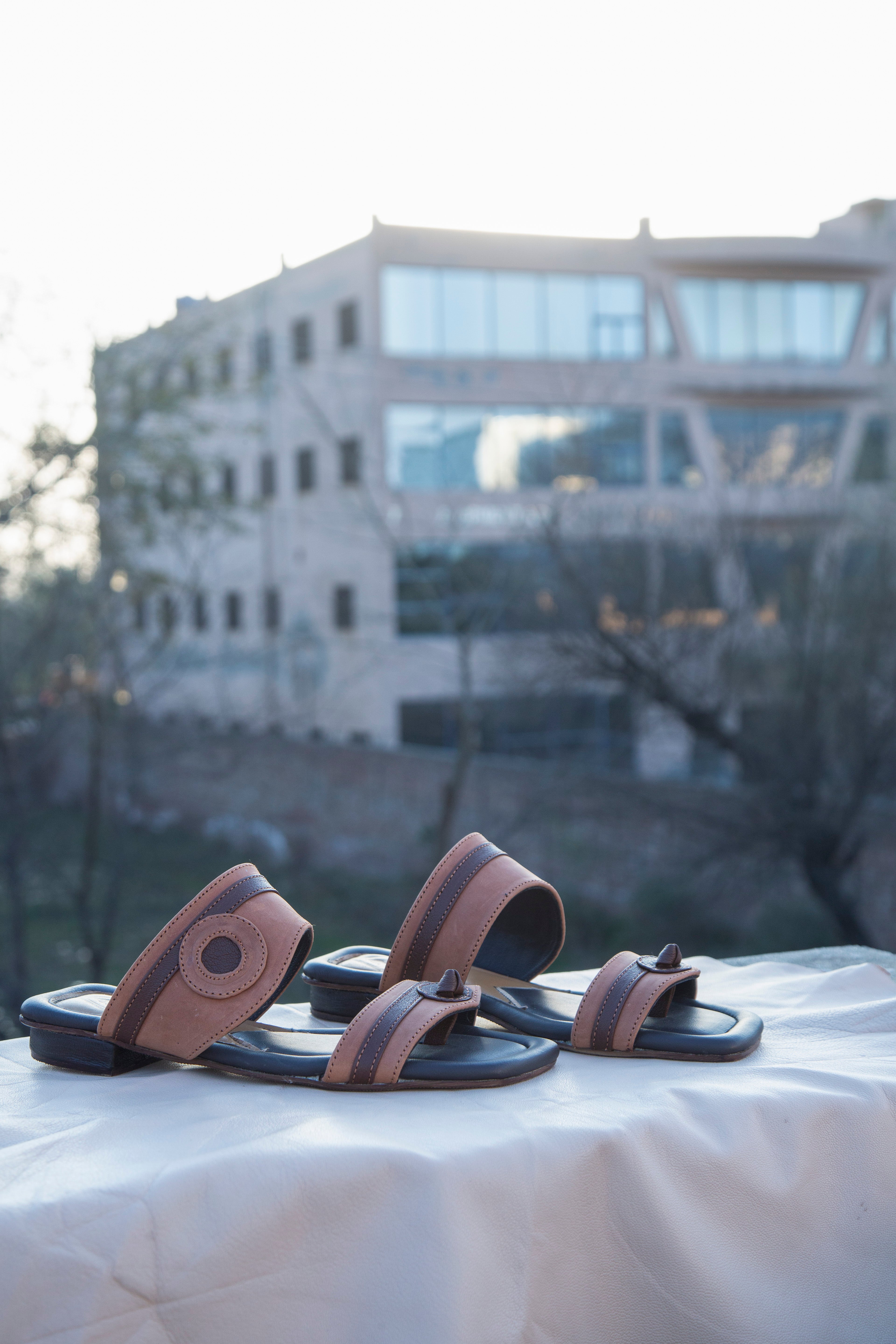 Brown & Black Flats - Handweaved Leather Kolhapuri