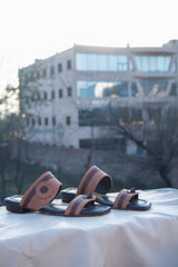 Brown & Black Flats - Handweaved Leather Kolhapuri