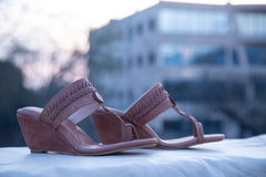 Brown Kolhapuri Wedge Heels (Pure Leather) - Hand Crafted