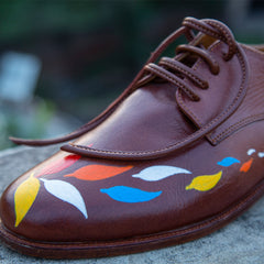 Brown Hand printed Men's Shoe - Leatherist.official