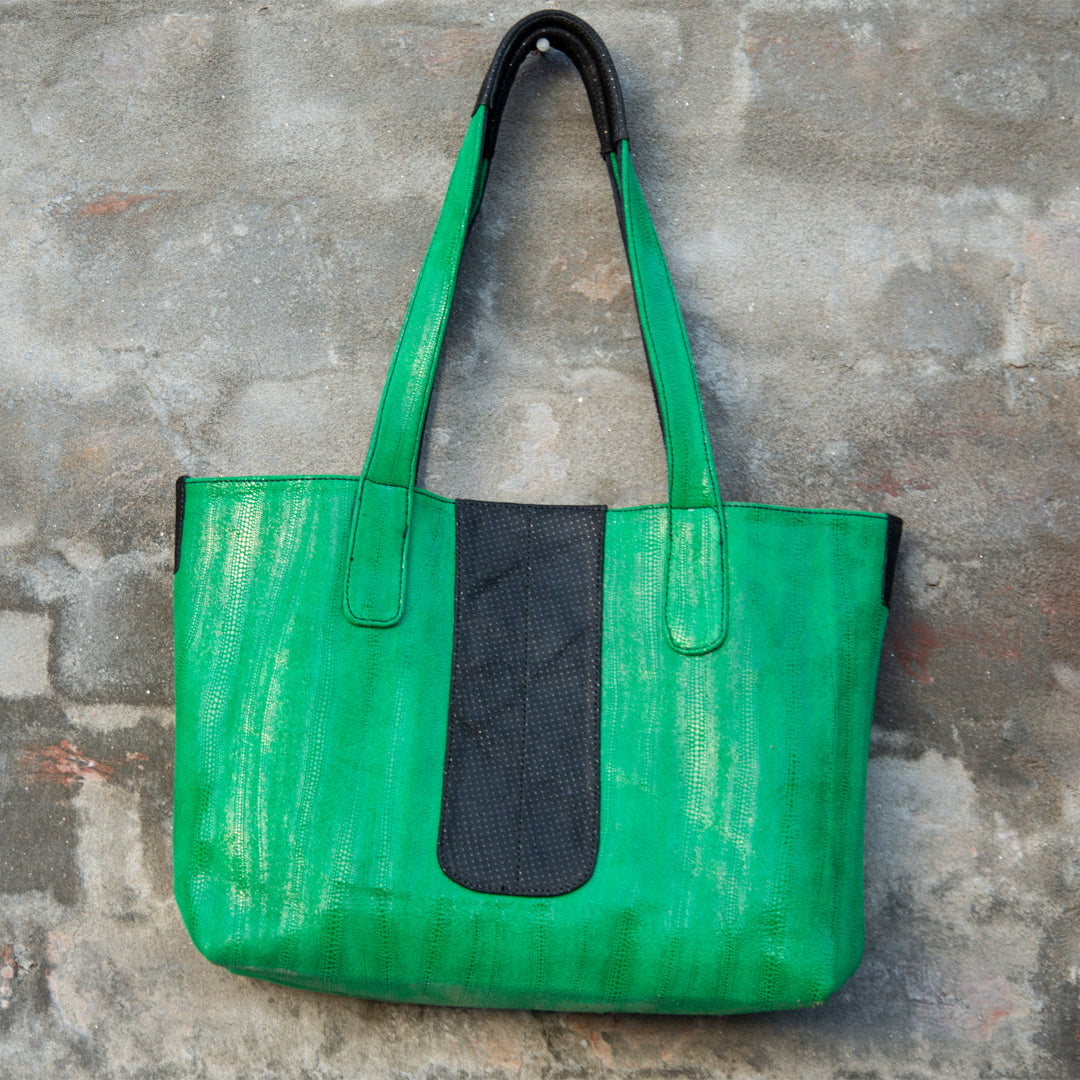 Green and Black Tote bag - Leatherist.official