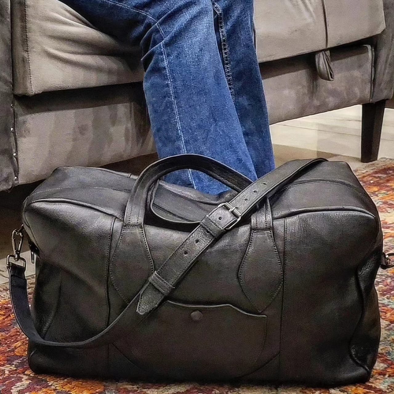Black Leather luggage Bag