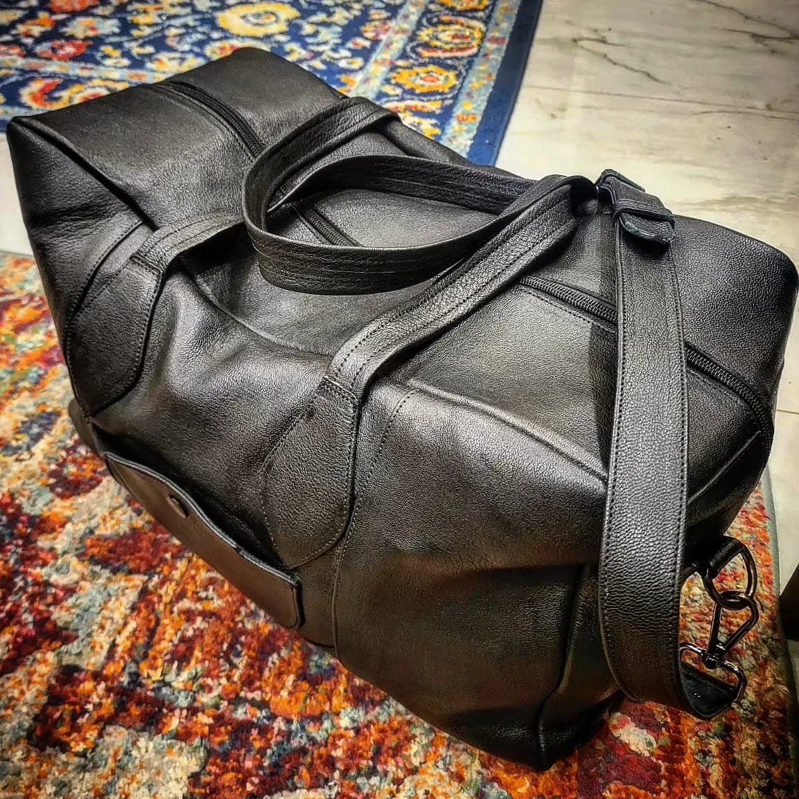 Black Leather luggage Bag