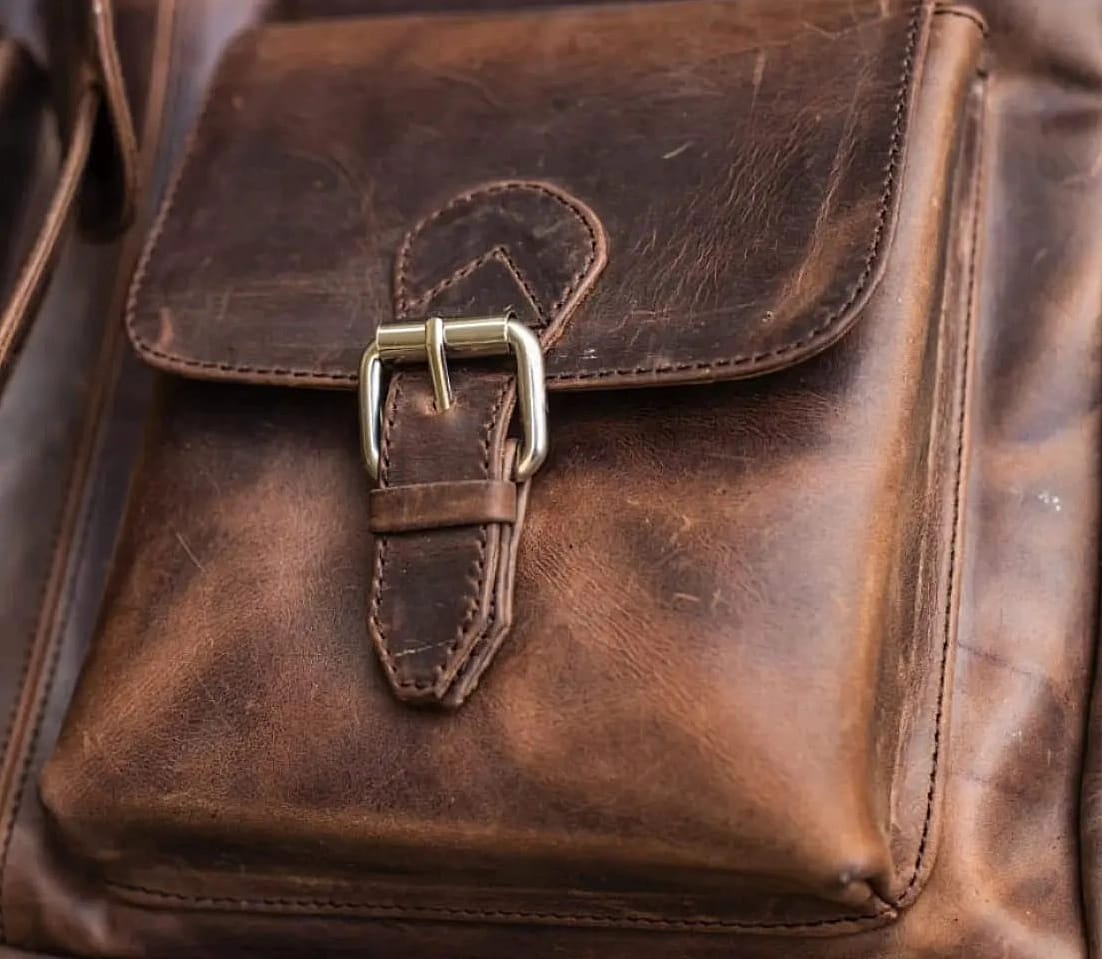 Brown Leather Pocket Bag