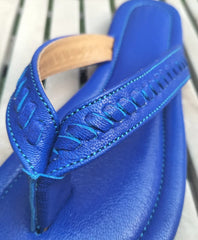 Leather Flip Flop Chappals (Blue) - Handcrafted - Leatherist.official