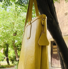 Yellow Tote Bag - Handcrafted - Leatherist.official