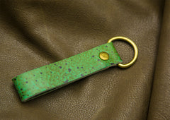 Green Dotted Leather Keychain - Leatherist.official