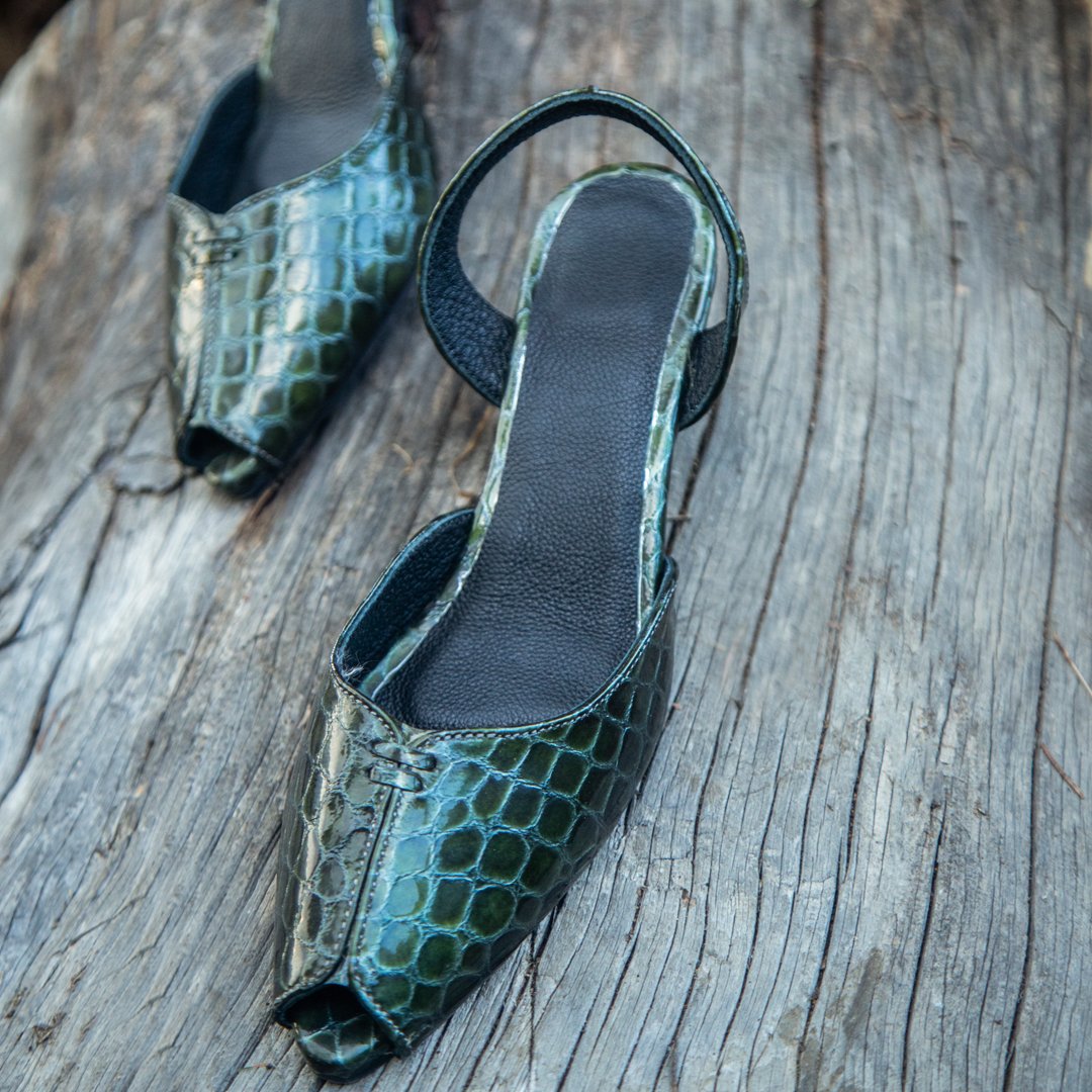 Green Peep Toes - Hand Crafted - Leatherist.official