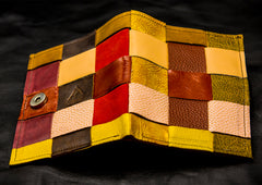Checkered Multicolor Clutch - Leather Swatches - Leatherist.official