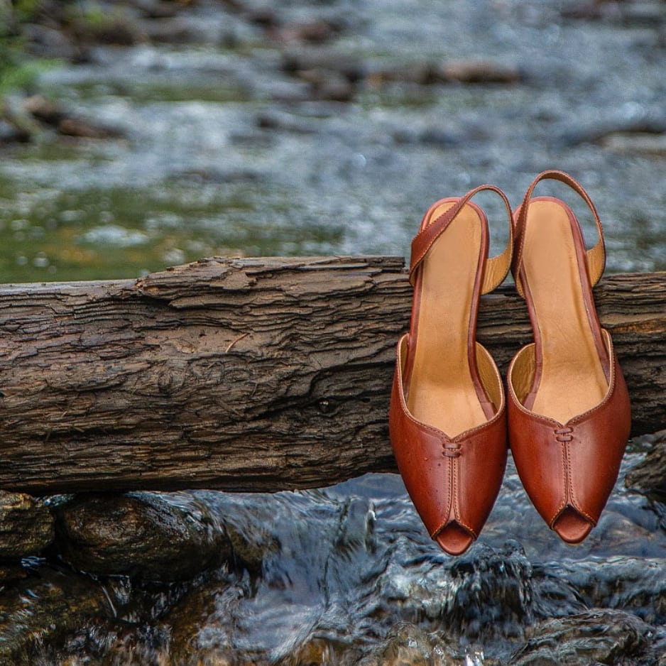Brown Peep Toes - Hand crafted - Leatherist.official