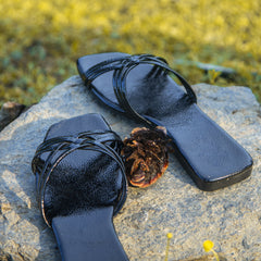 Glossy Leather Sliders - Handcrafted - Leatherist.official