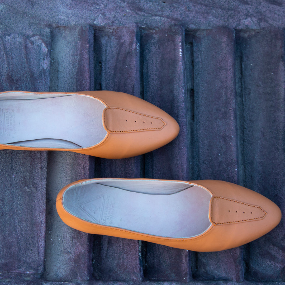 Mustard Orange Pointed Pumps (Pure Leather) - Hand Crafted - Leatherist.official