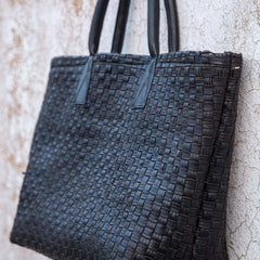 Black Weaved Tote Bag - Leatherist.official