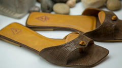Leather Slide Choco Brown - Handcrafted - Leatherist.official