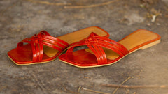 Leather slides (orange brown) - Leatherist.official
